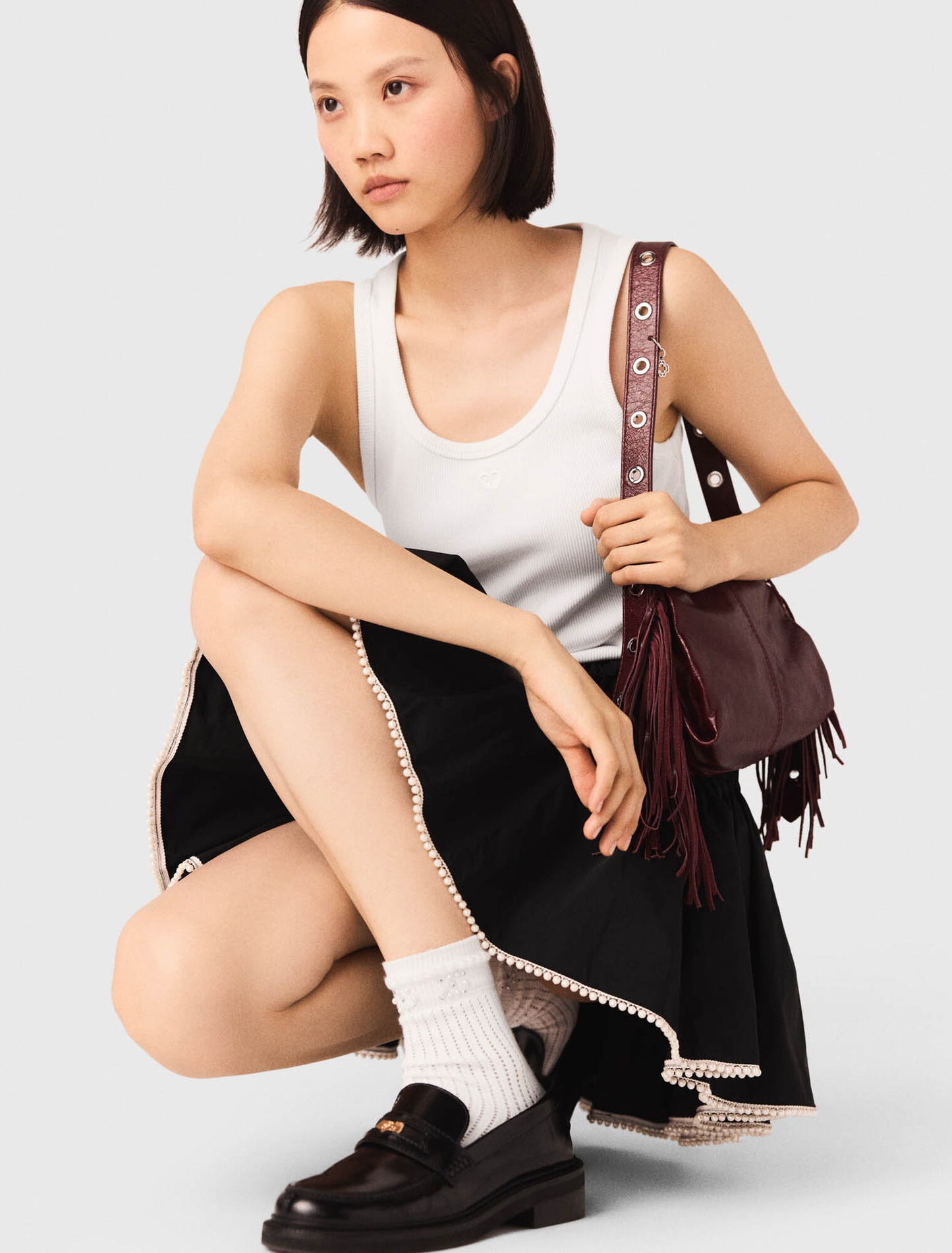 Rib Knit Tank Top White