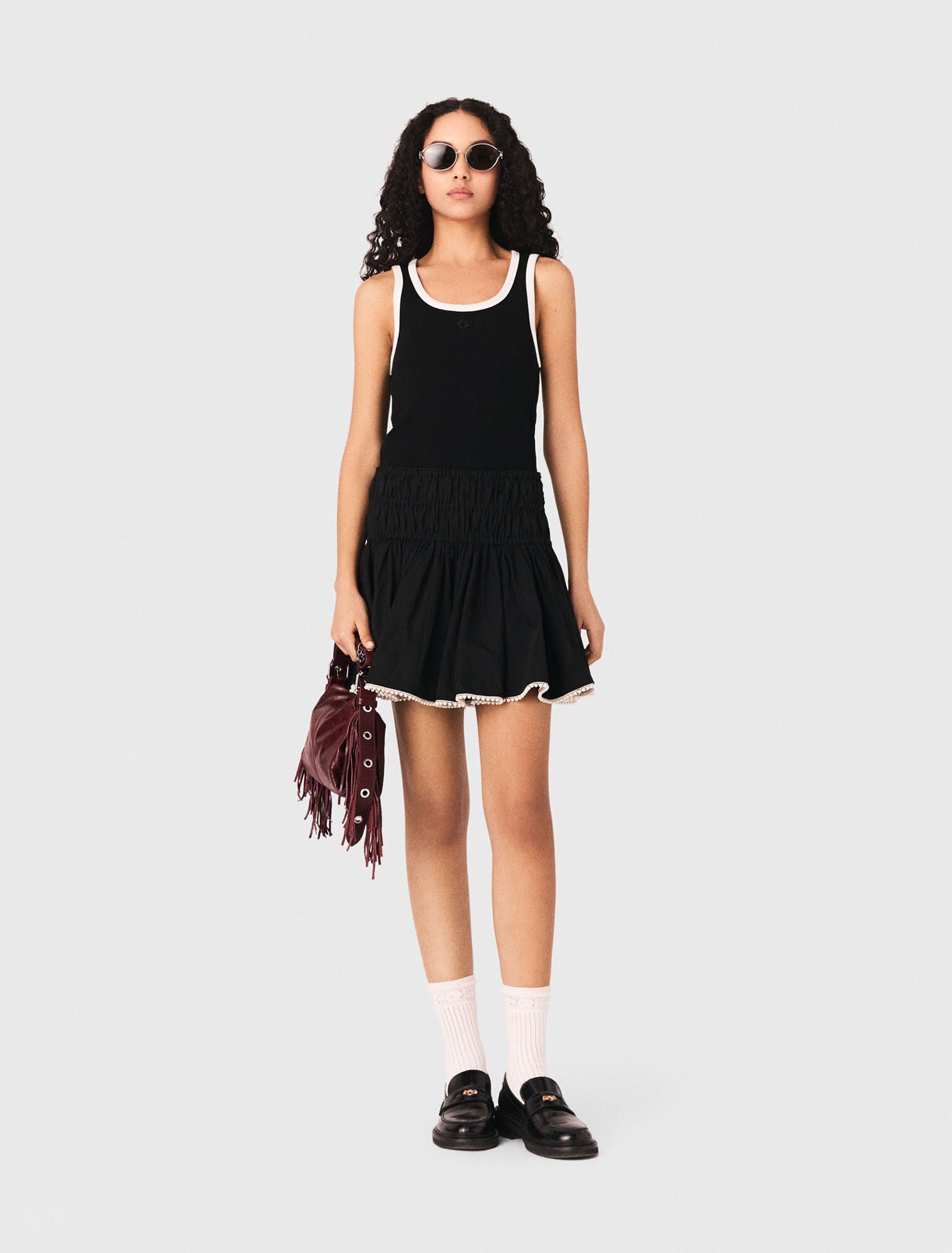Ribbed Vest Top Black / White