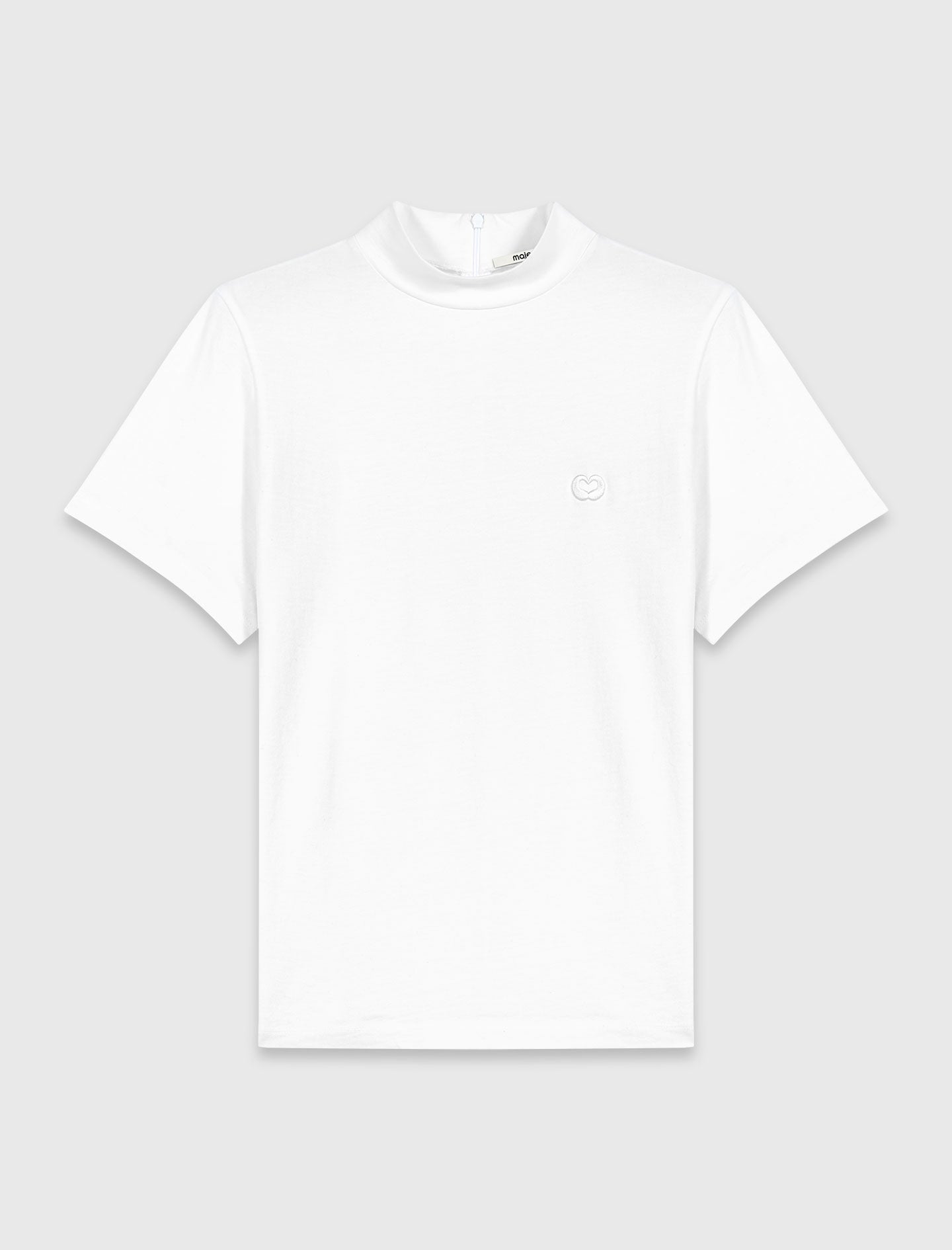 Crew neck T-shirt with back zip White