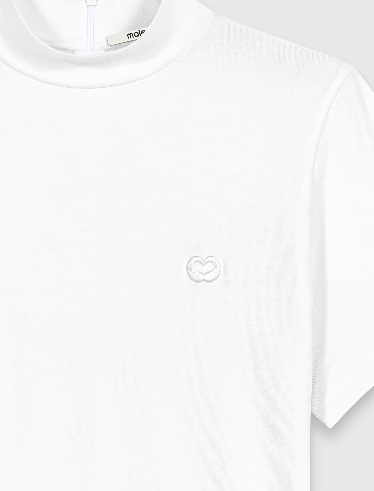 Crew neck T-shirt with back zip White