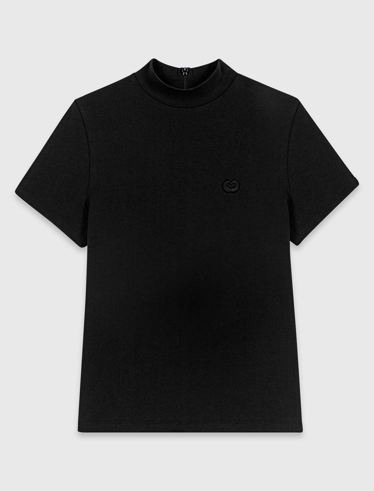 T-shirt with back zip Black
