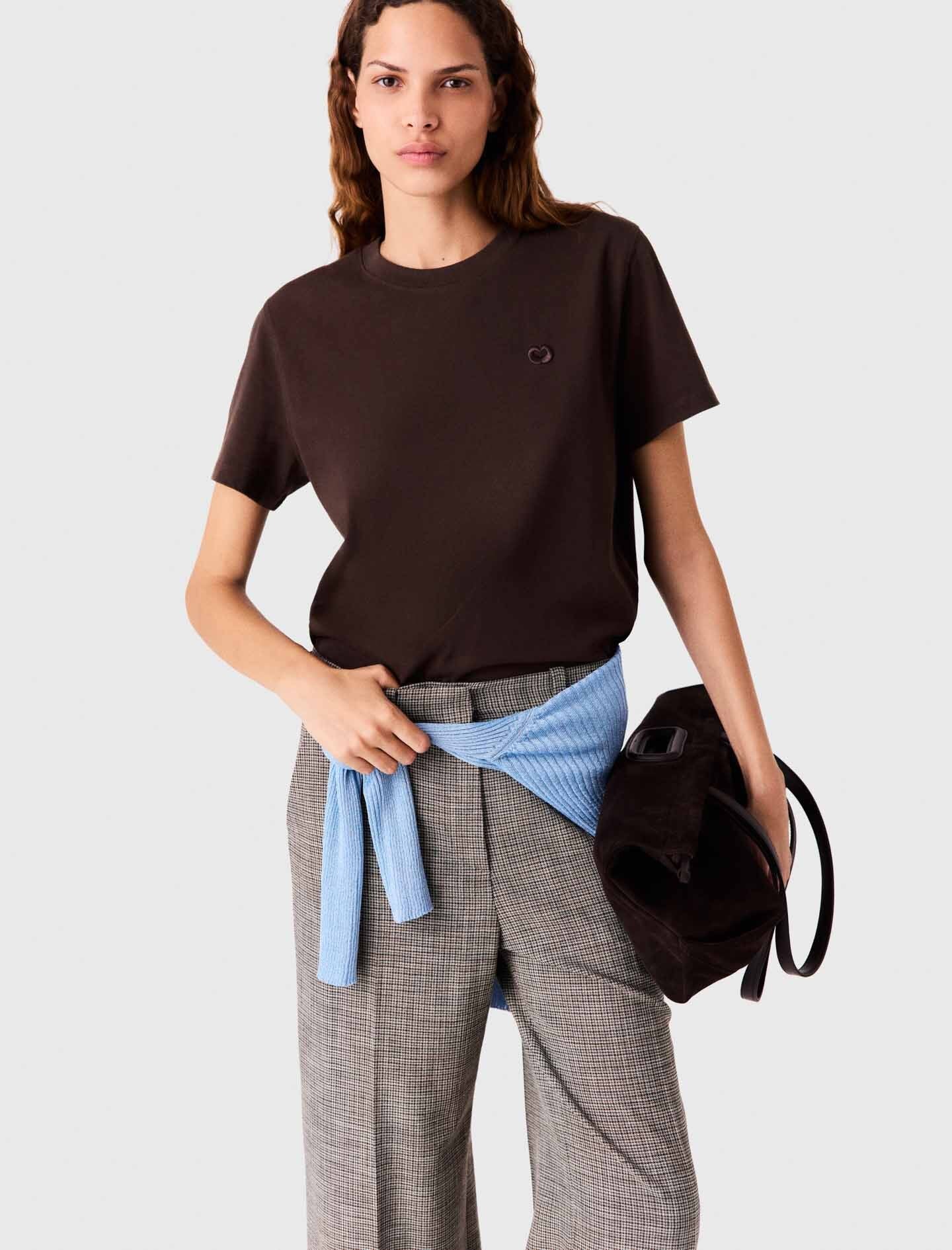 T-shirt with embroidered logo Dark Brown