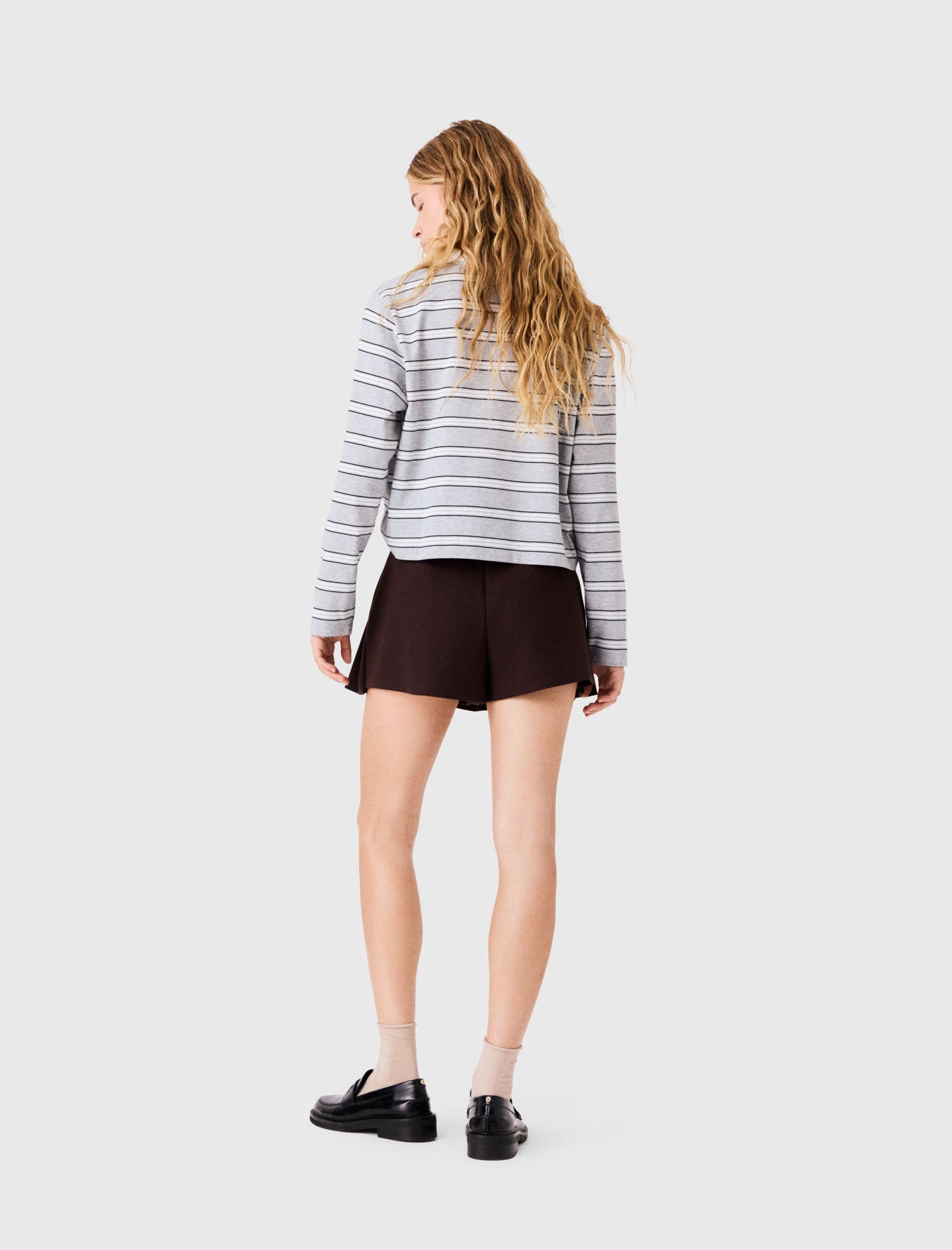 T-shirt with embroidered polo collar Light Grey