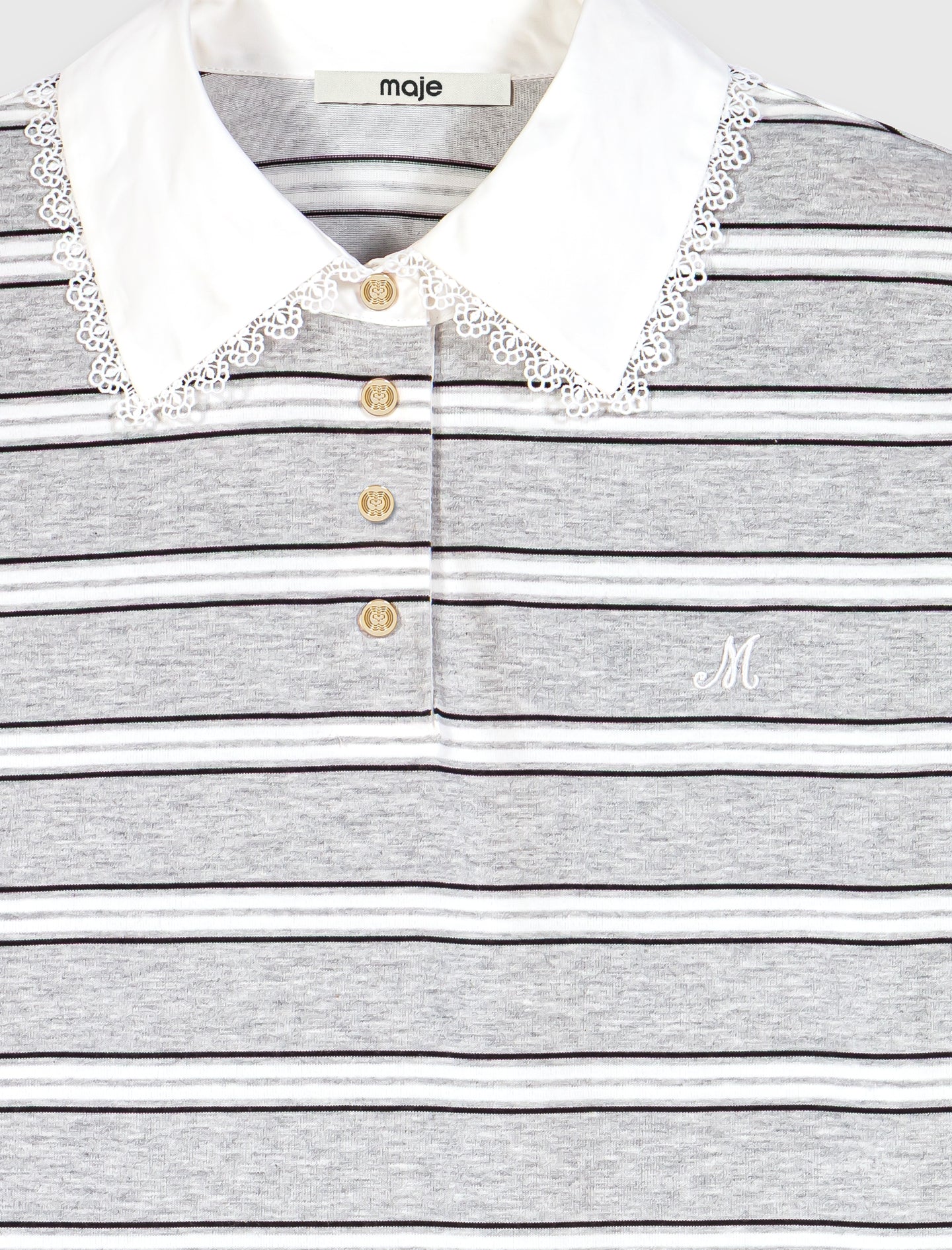 T-shirt with embroidered polo collar Light Grey