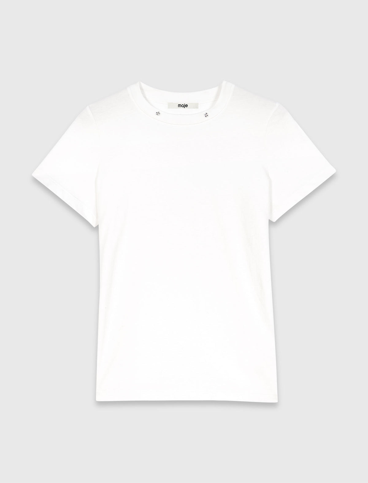 T-shirt with denim collar White