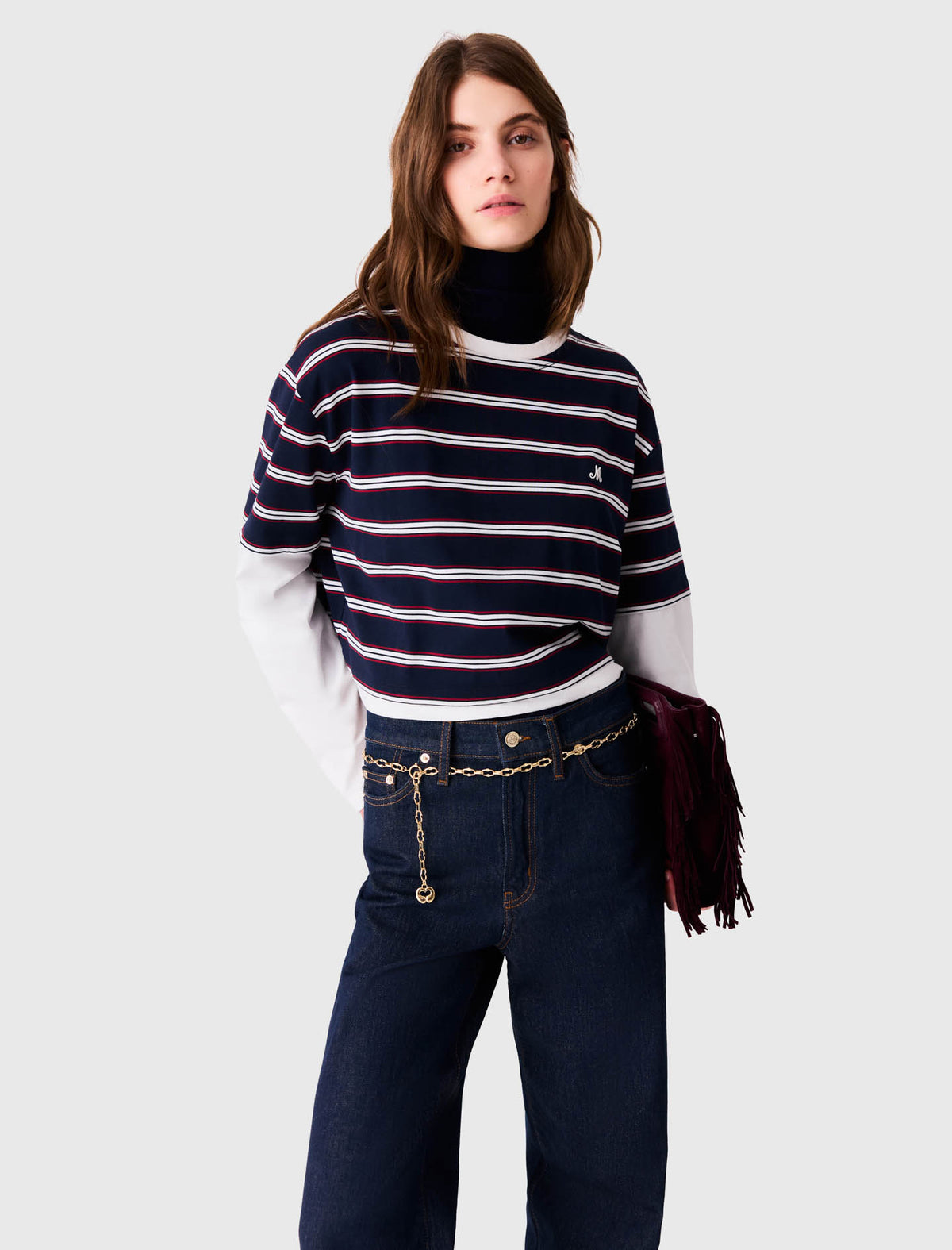 Layered-effect T-shirt White/Navy