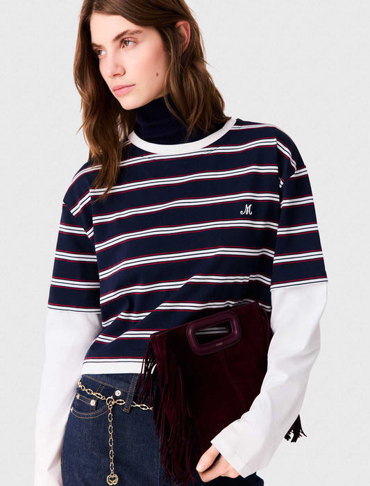 Layered-effect T-shirt White/Navy