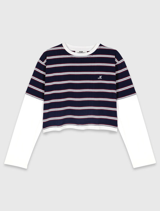 Layered-effect T-shirt White/Navy