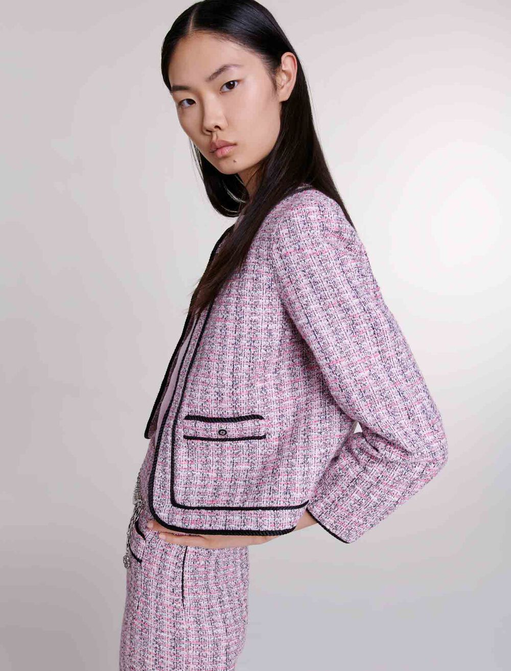 Pink-featured-Short Tweed Jacket
