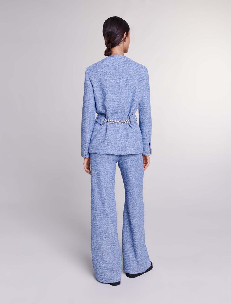 Blue-Belted Tweed Jacket