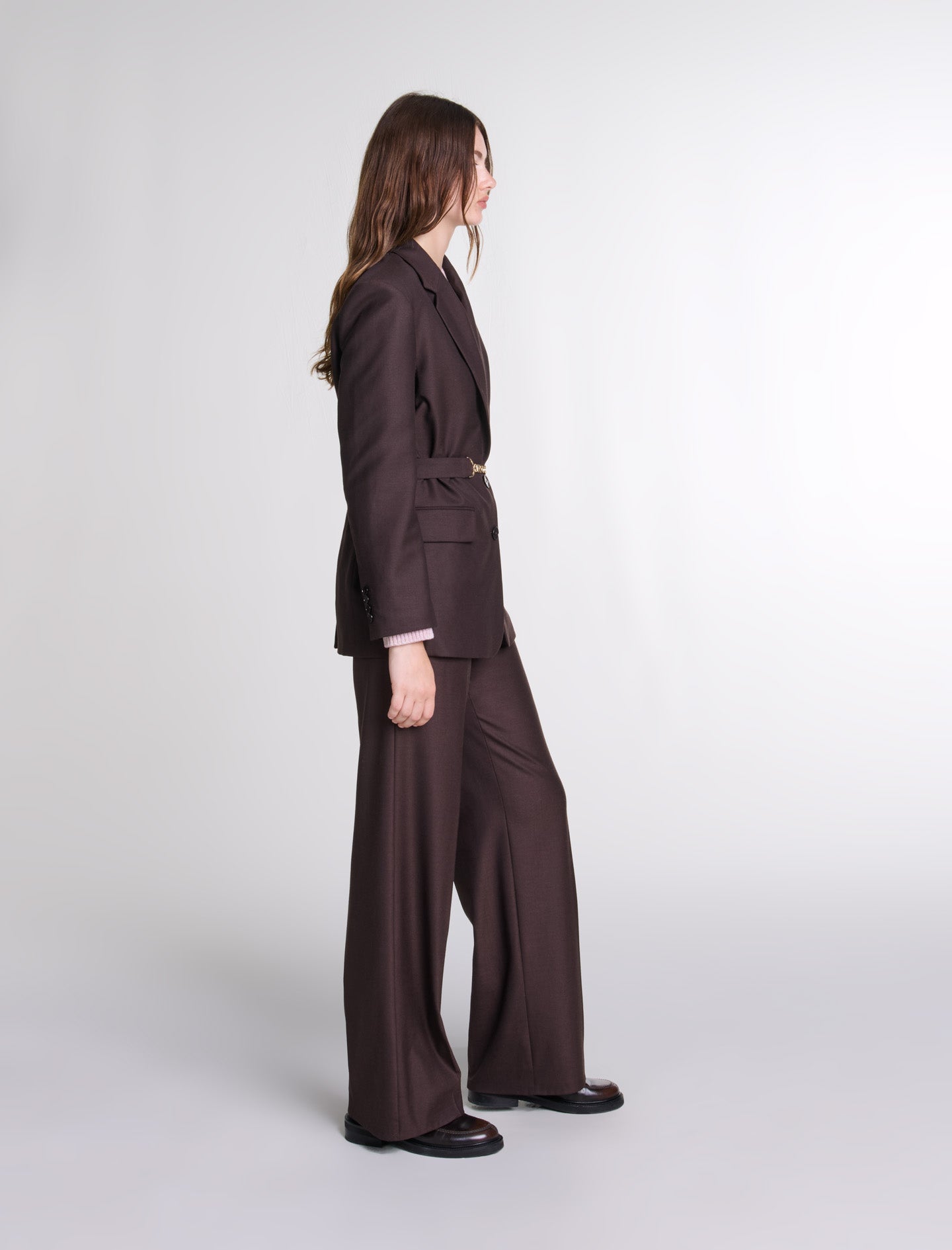 Brown   Belted suit jacket