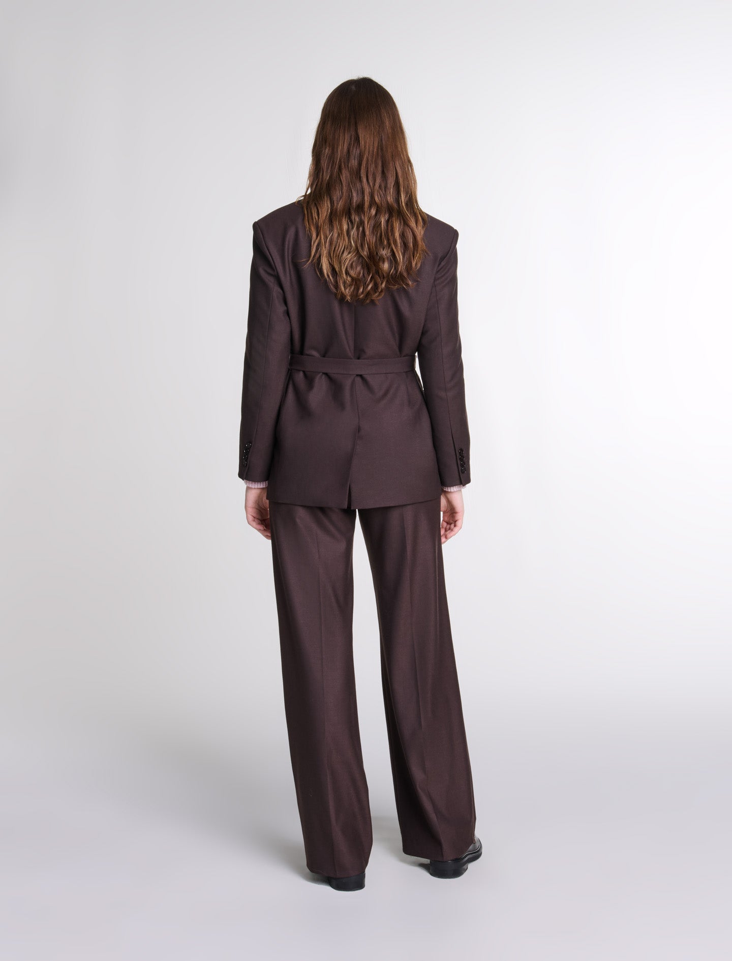 Brown   Belted suit jacket