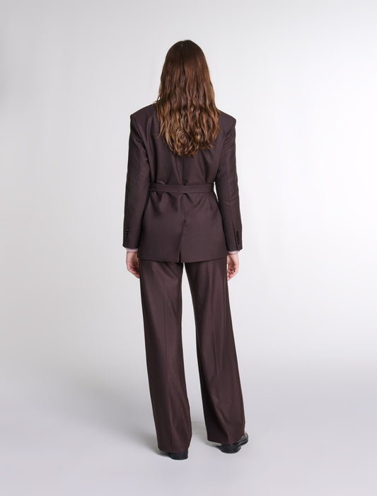 Brown   Belted suit jacket