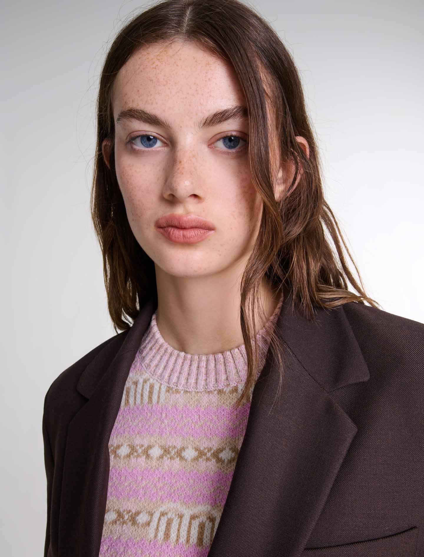 Brown   Belted suit jacket