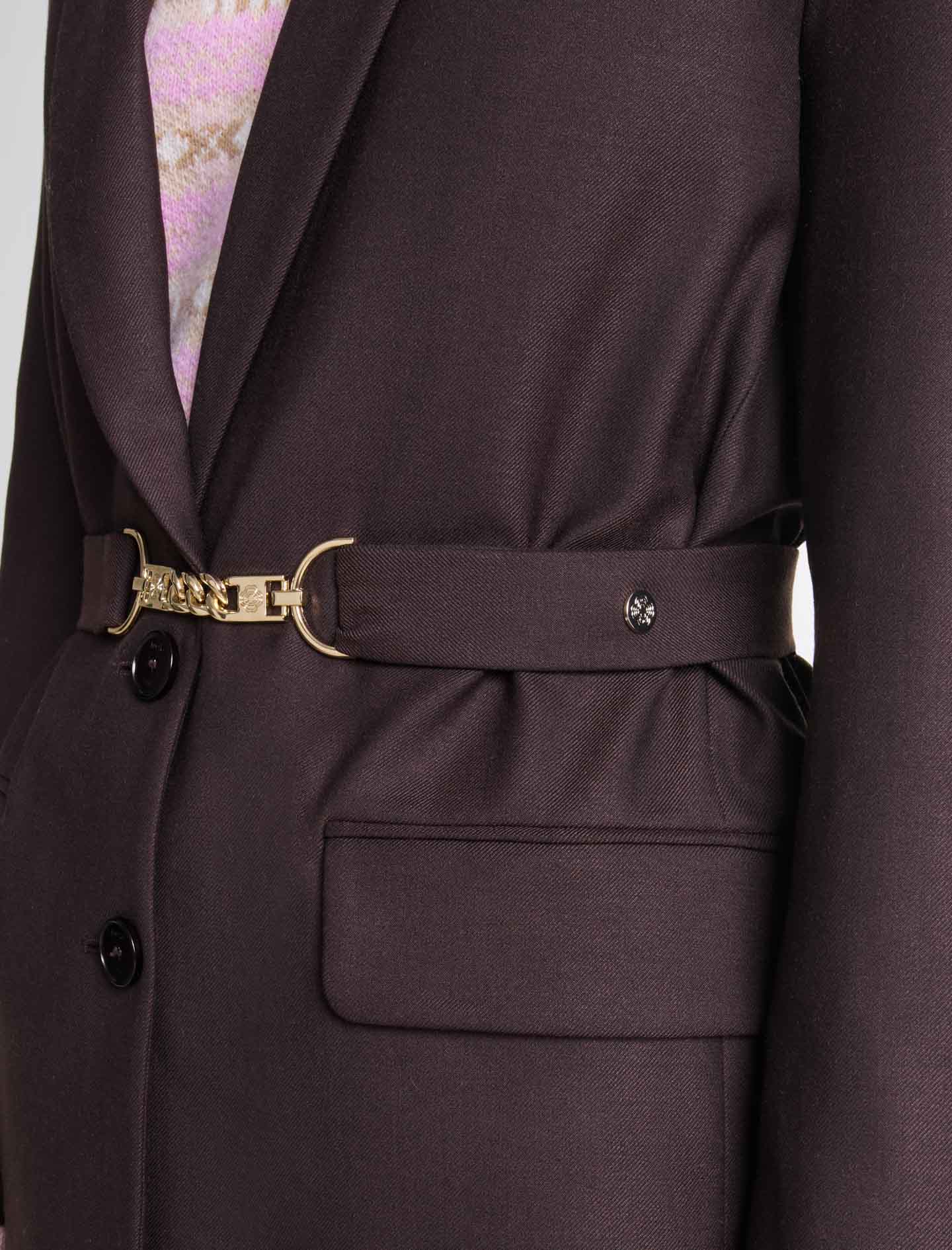 Brown   Belted suit jacket