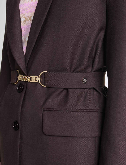 Brown   Belted suit jacket