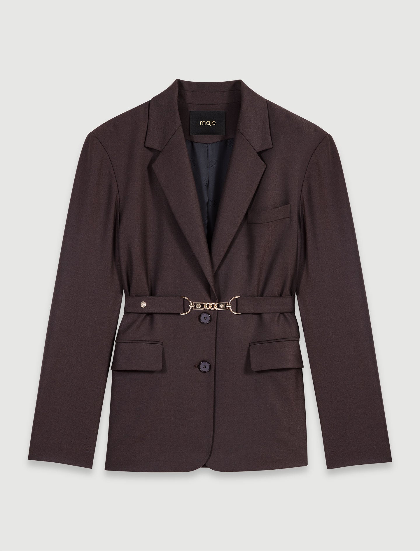 Brown   Belted suit jacket