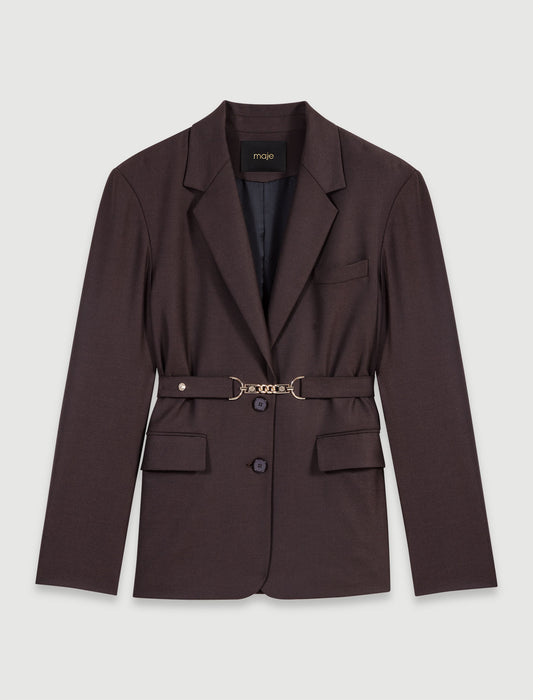 Brown   Belted suit jacket