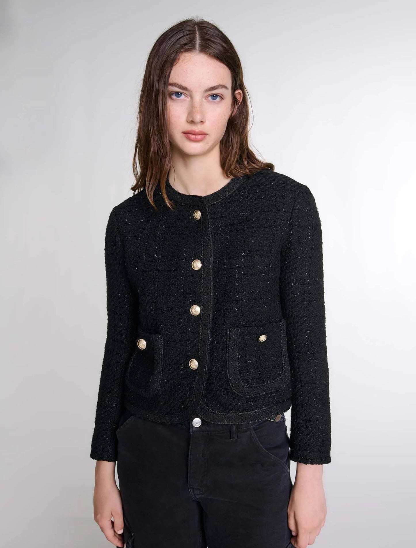 Black  -Short tweed jacket