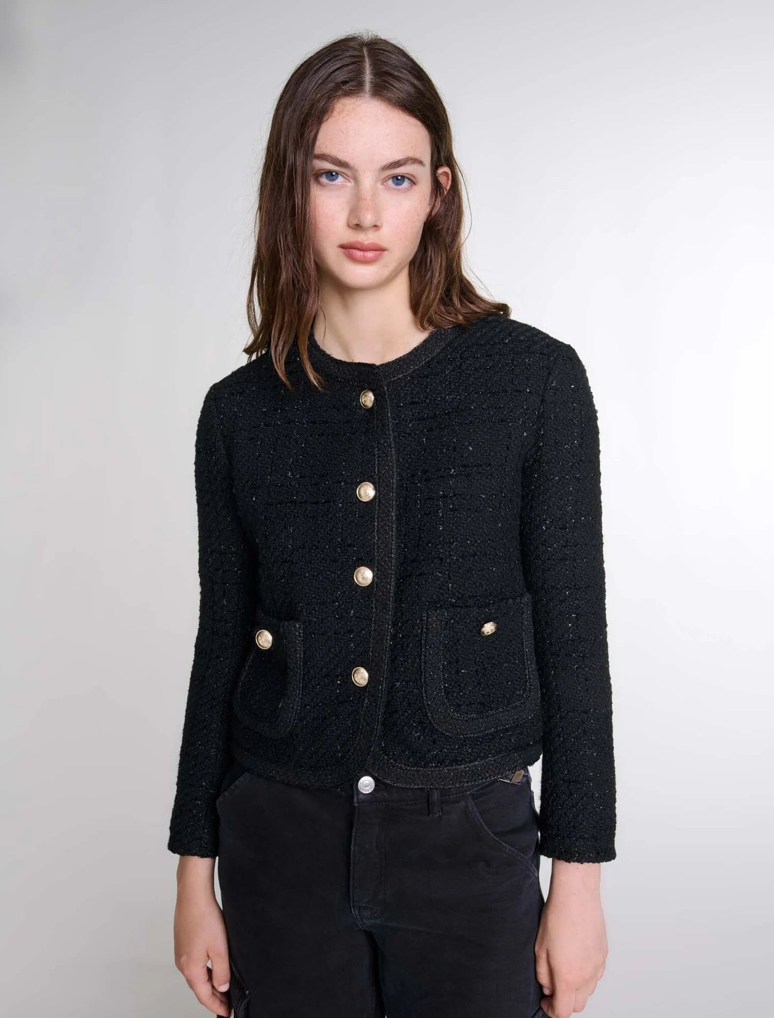 Black  -Short tweed jacket