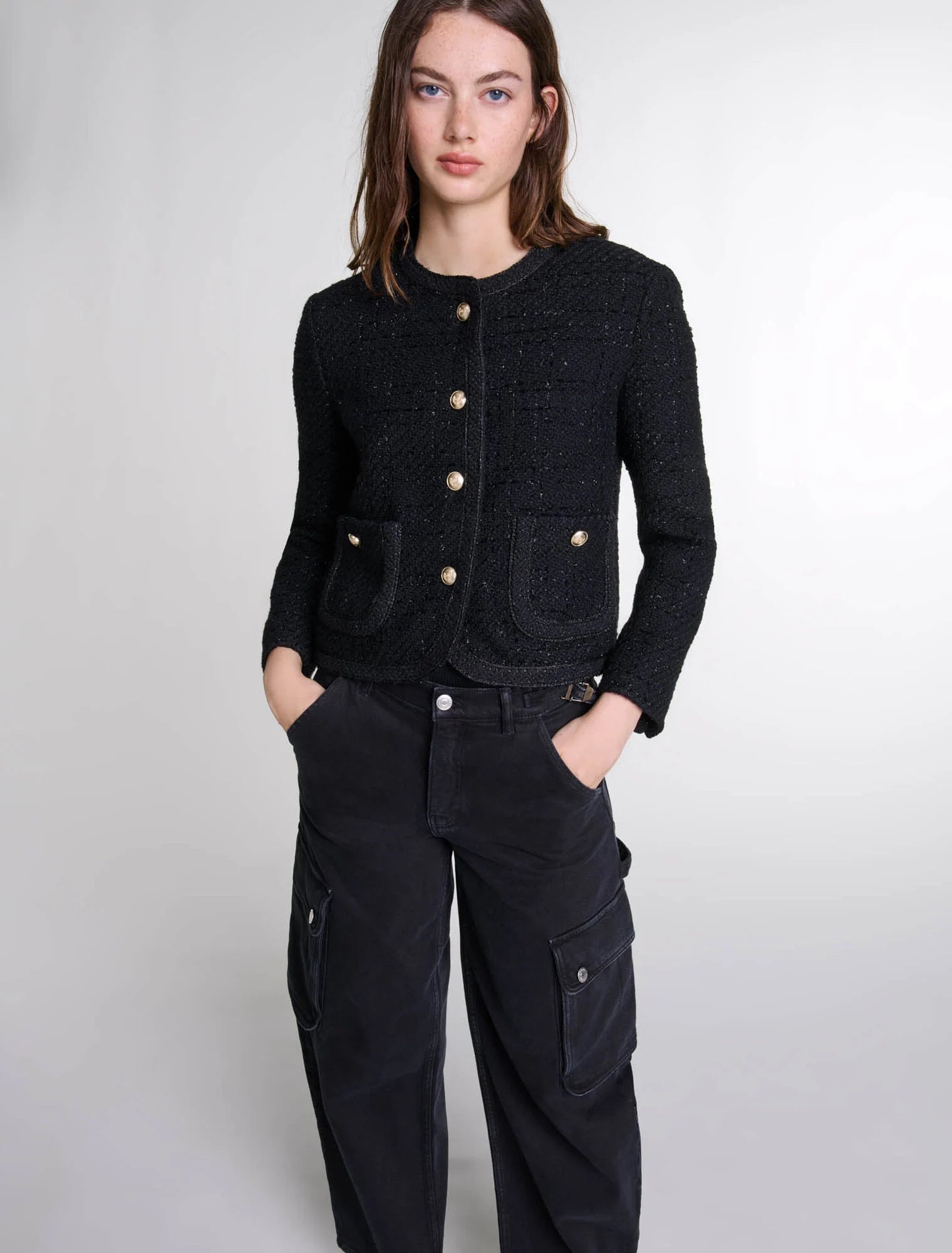 Black  -Short tweed jacket