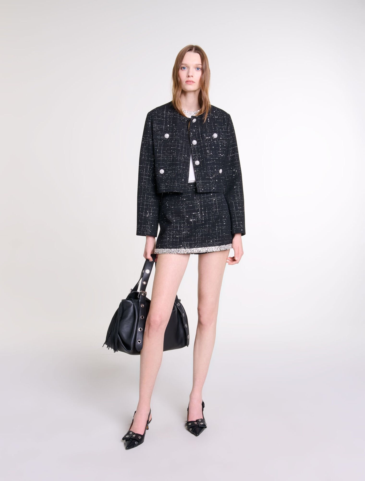 Short Tweed Jacket Maje.ae