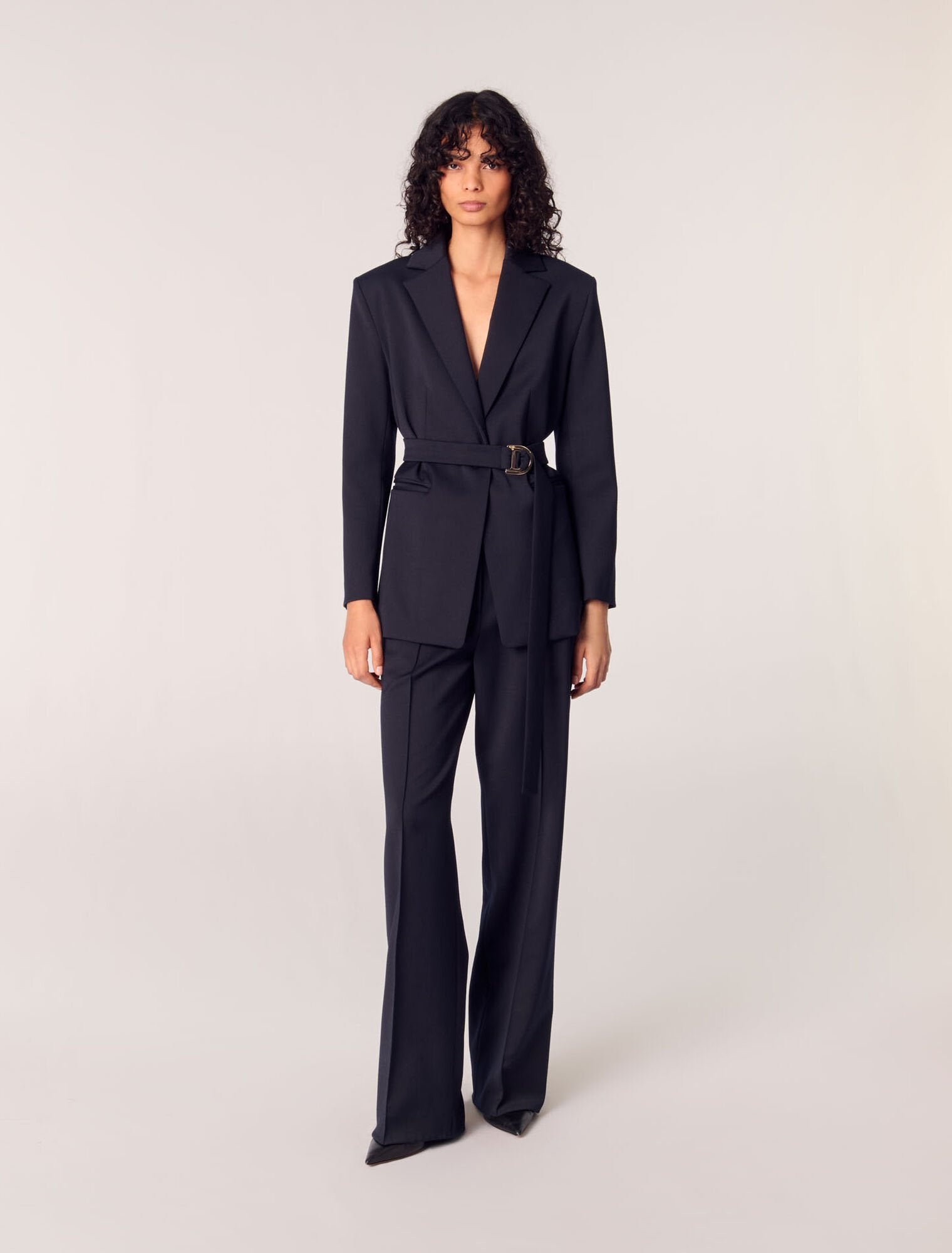 Navy-featured-Suit jacket with pleated back
