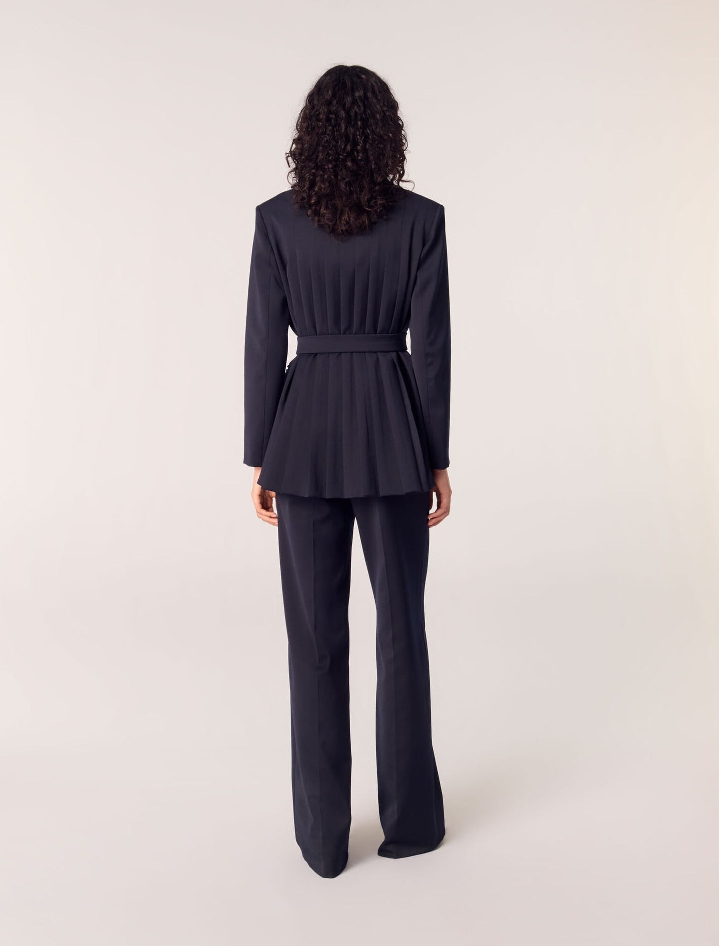 Navy-Suit jacket with pleated back