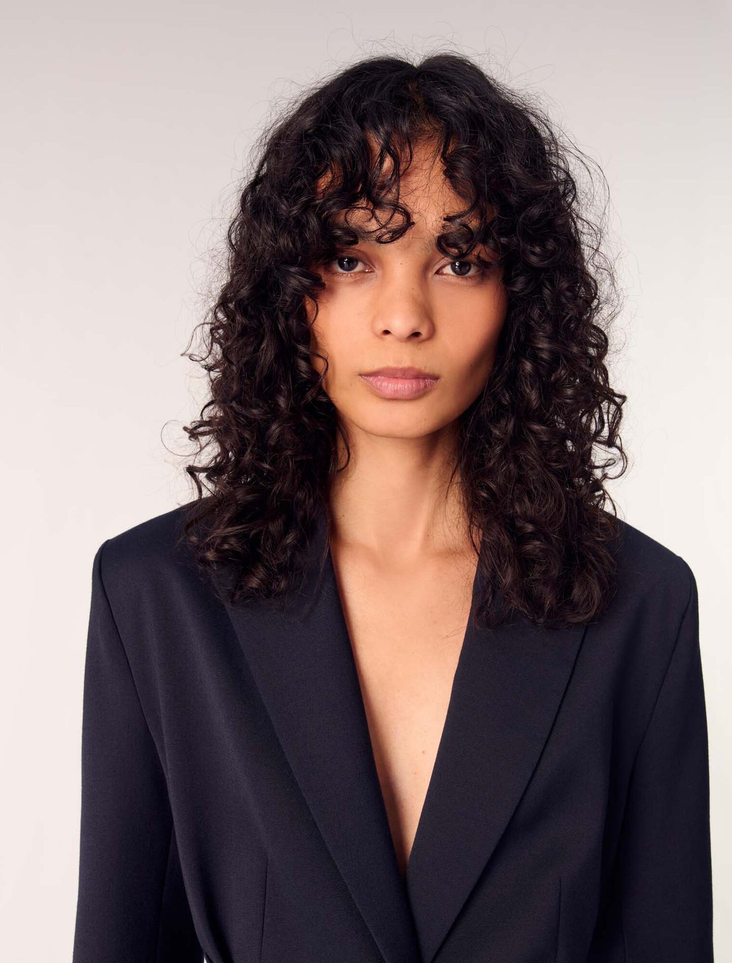 Navy-Suit jacket with pleated back