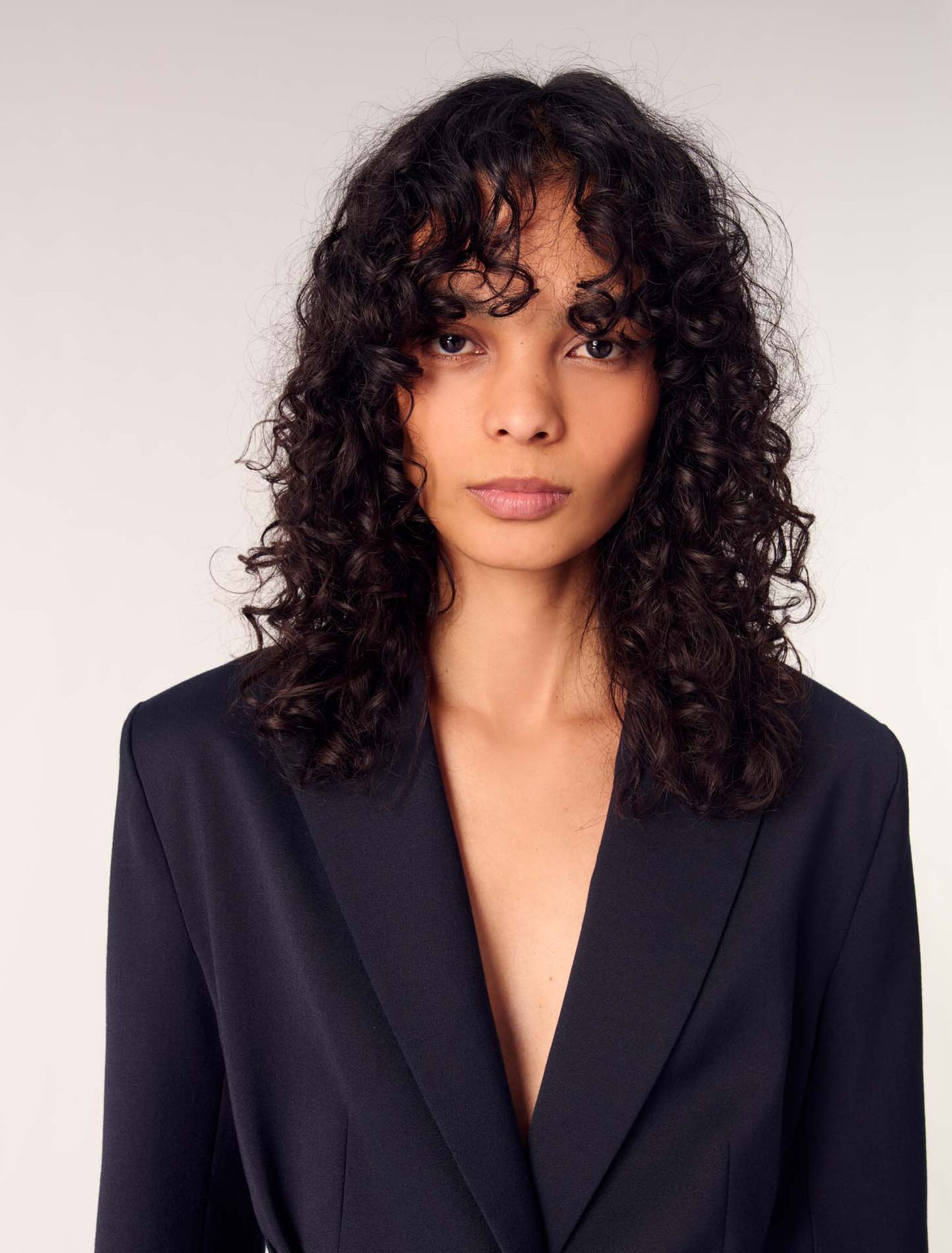 Navy-Suit jacket with pleated back