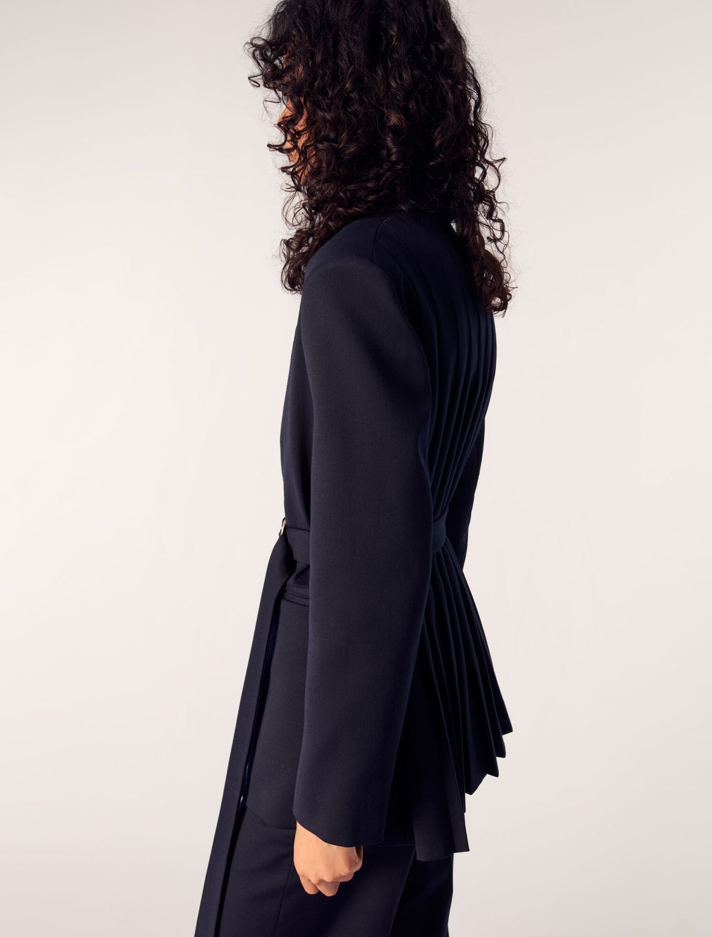 Navy-Suit jacket with pleated back