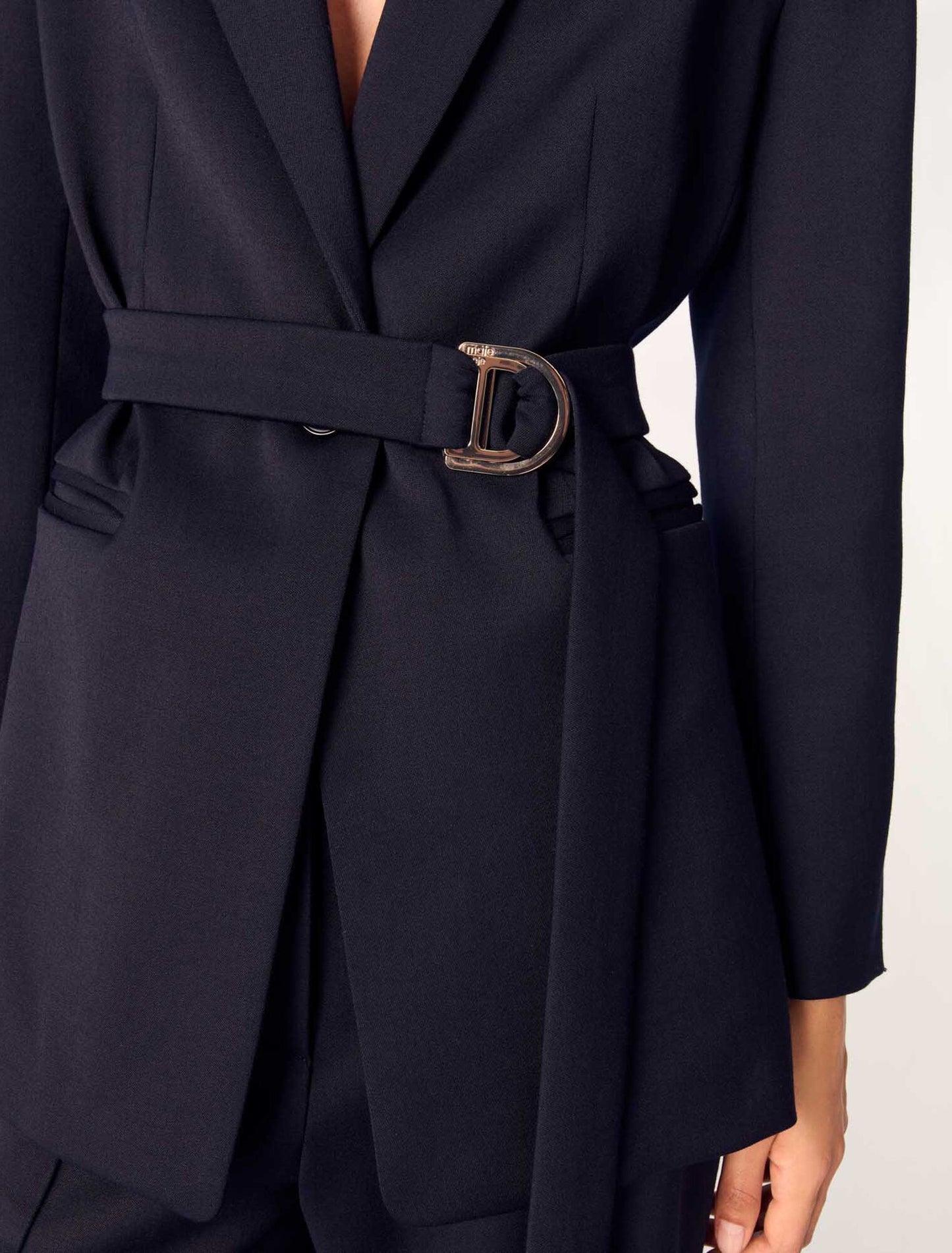Navy-Suit jacket with pleated back