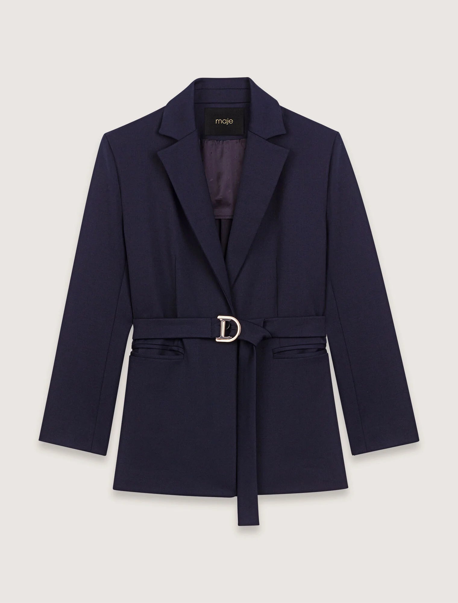 Navy-Suit jacket with pleated back