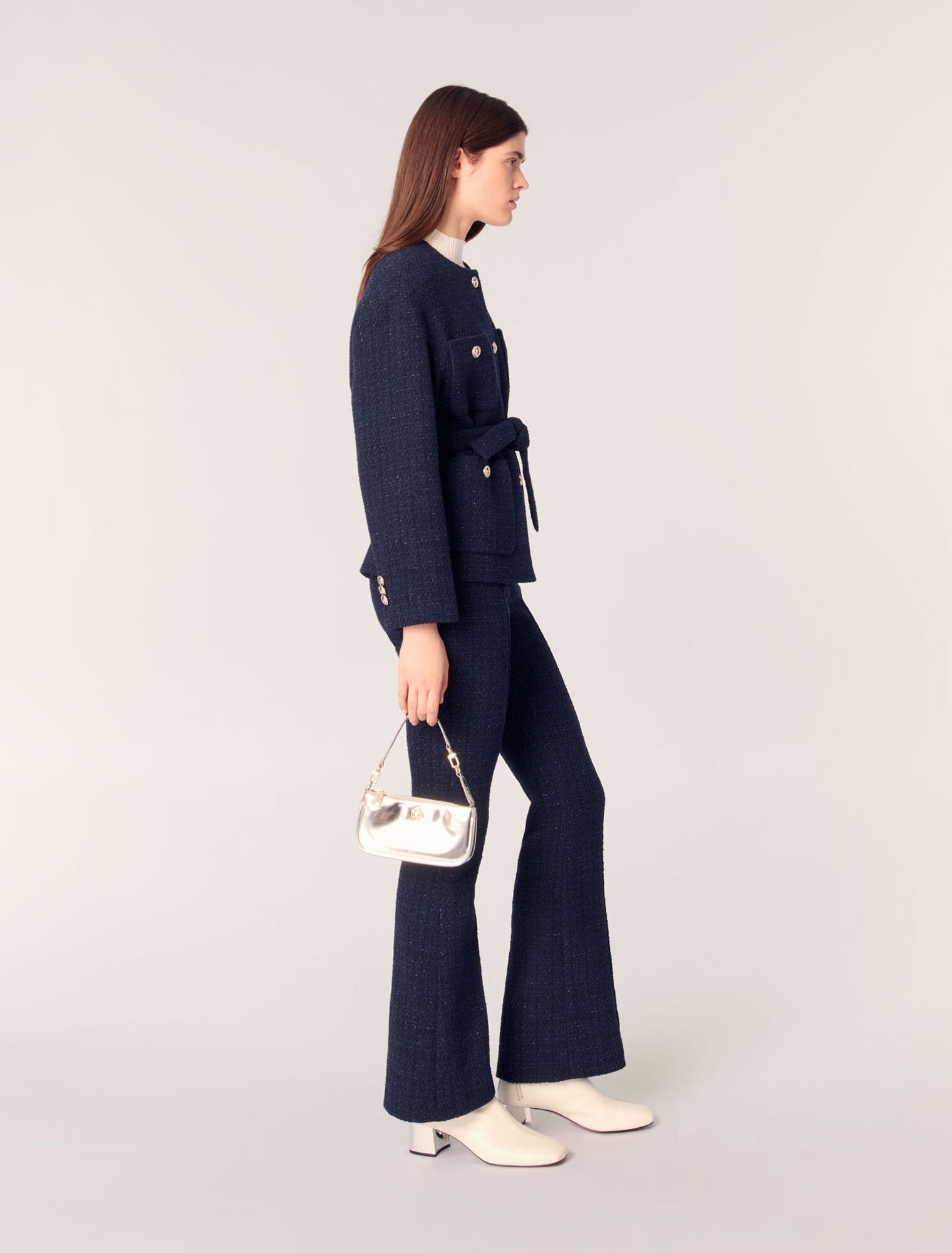 Navy-4-pocket tweed jacket 