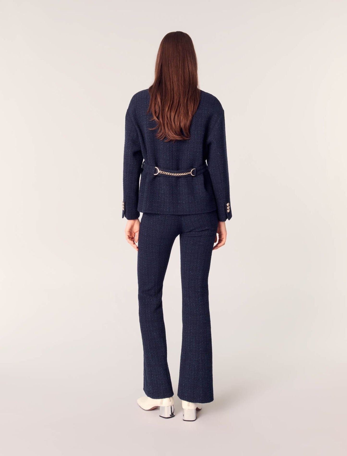 Navy-4-pocket tweed jacket 