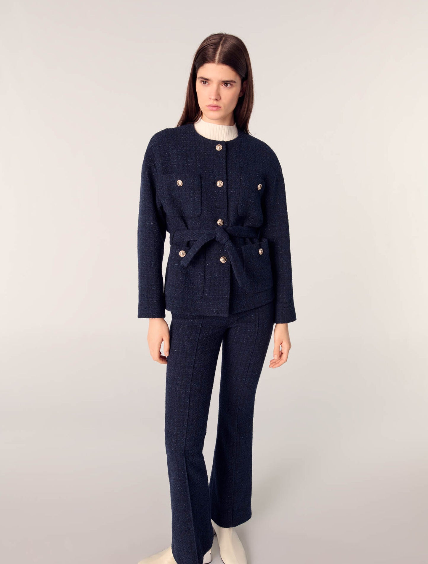 Navy-4-pocket tweed jacket 