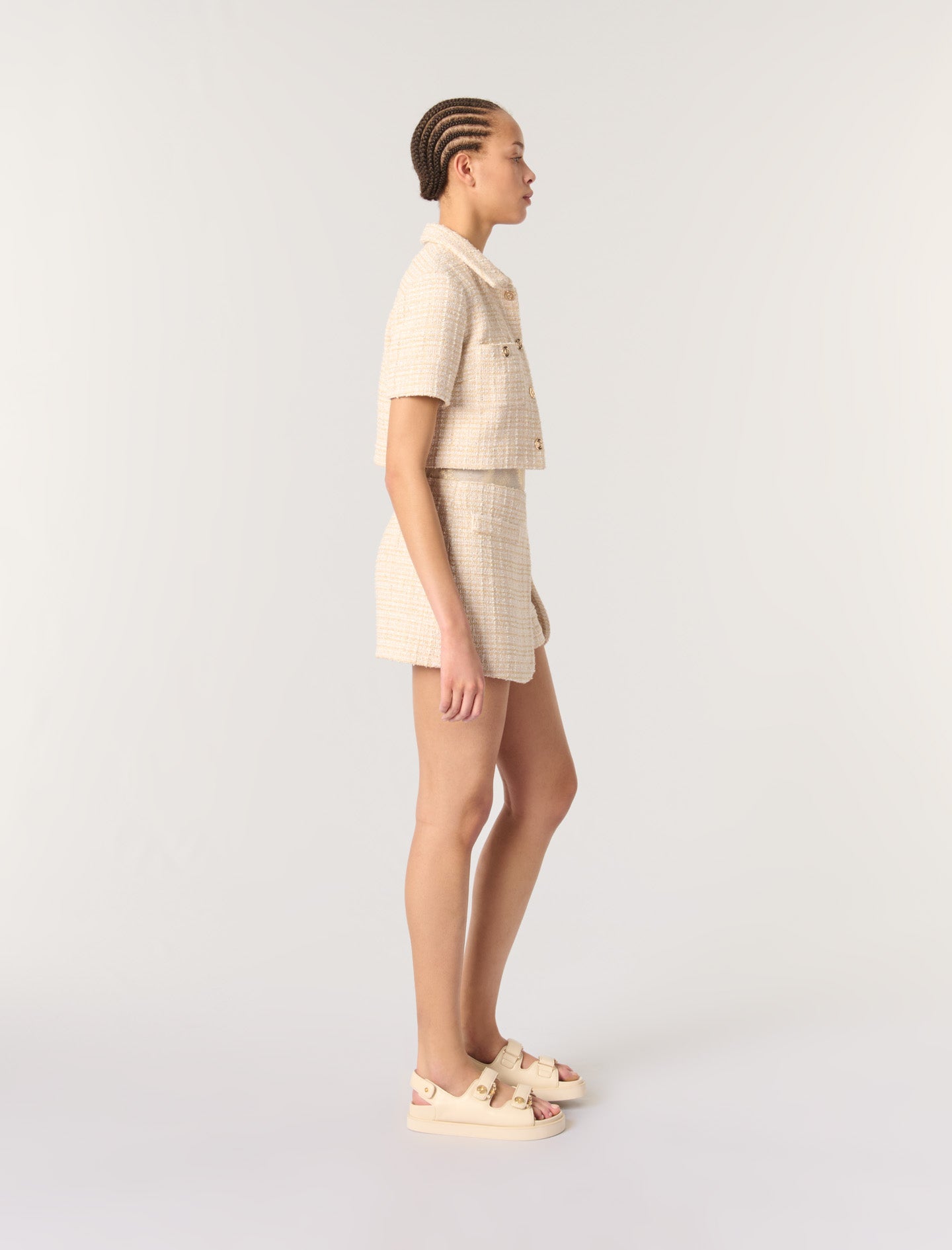 Beige-Short tweed jacket