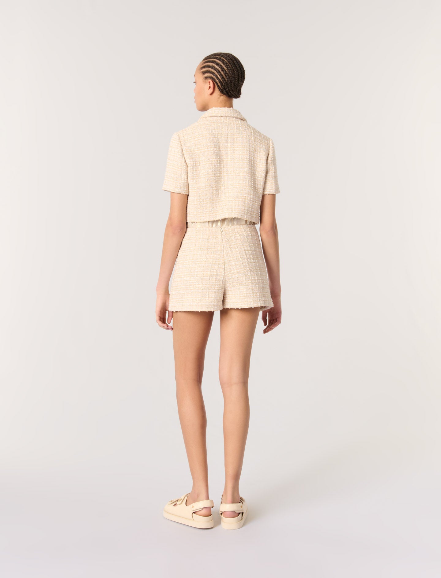 Beige-Short tweed jacket