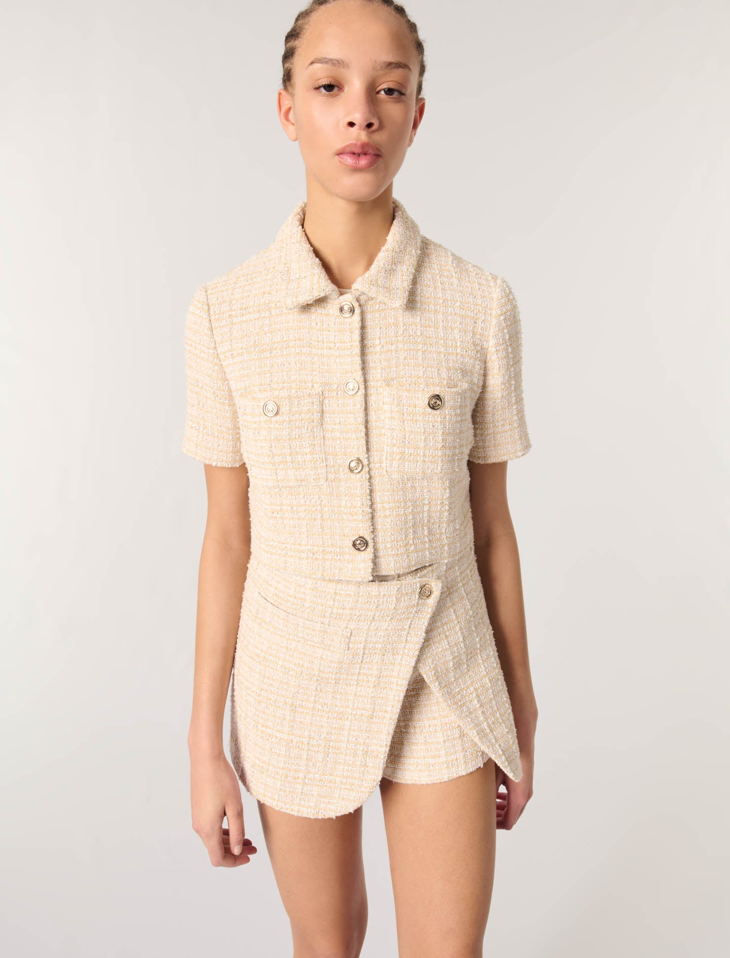 Beige-Short tweed jacket
