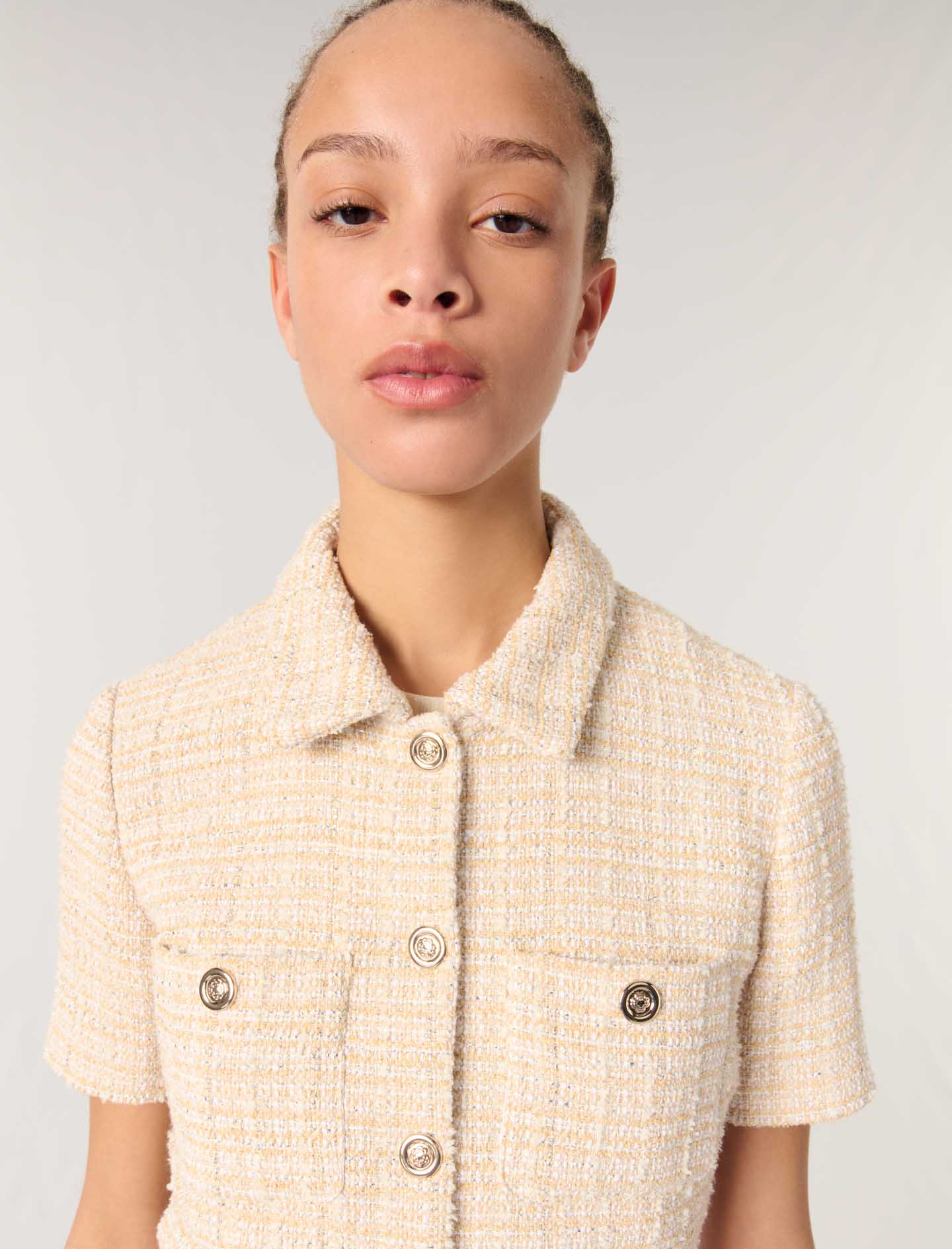 Beige-Short tweed jacket