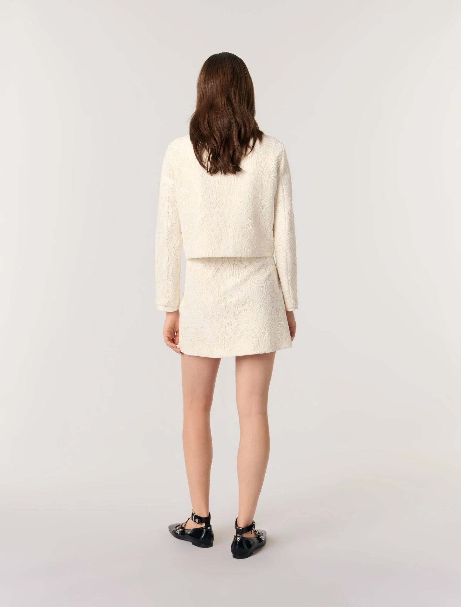 Ecru-Short guipure jacket