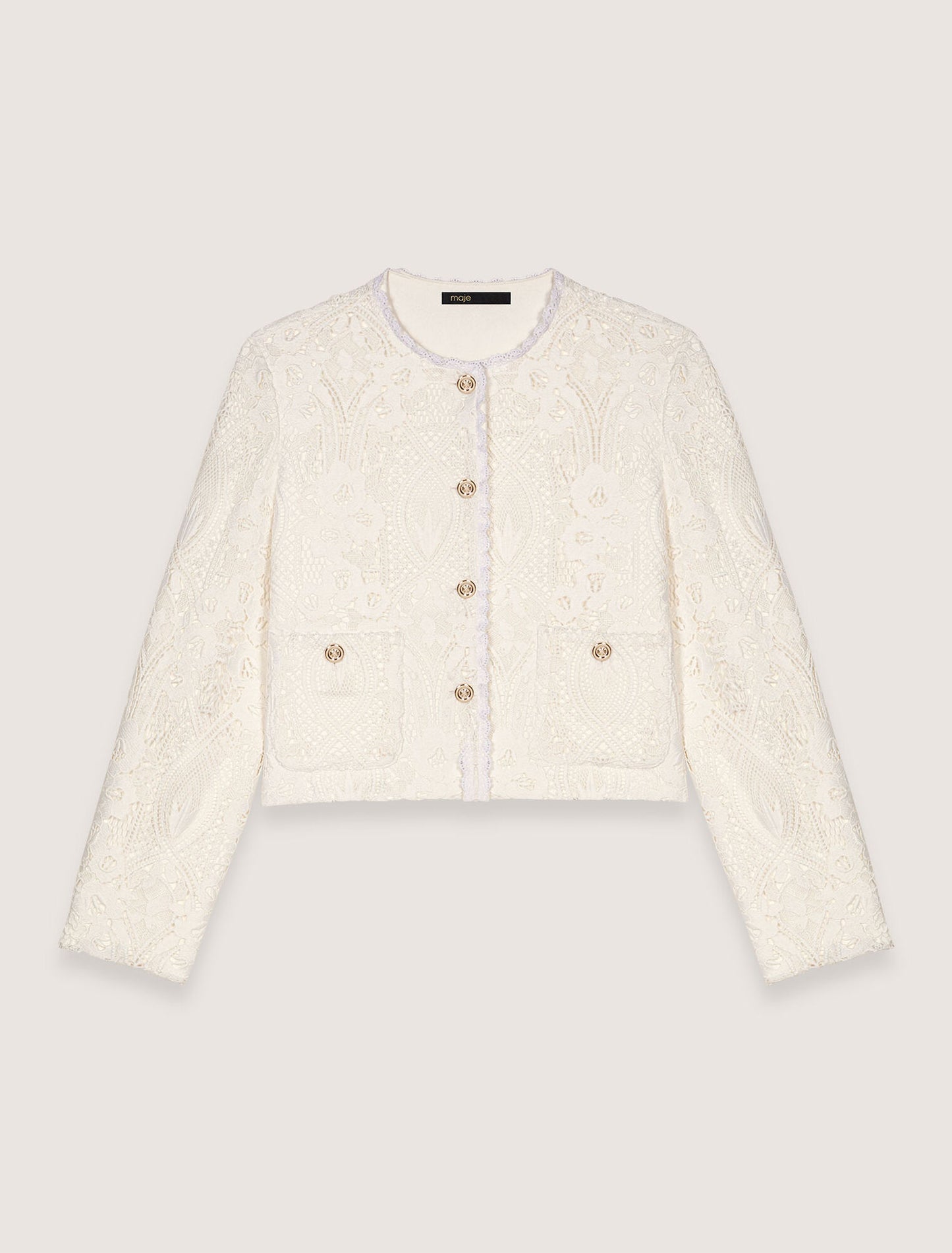 Ecru-Short guipure jacket