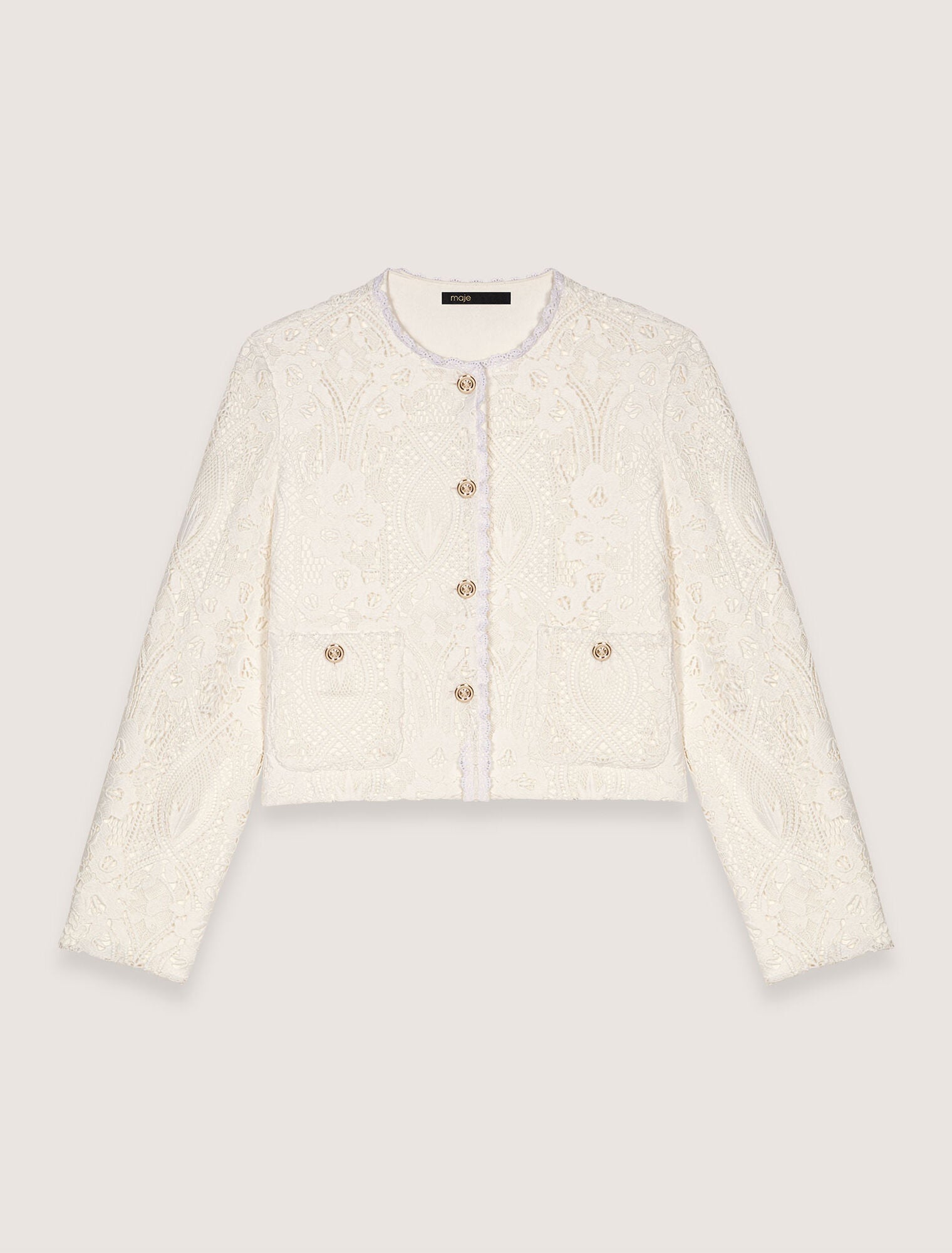 Ecru-Short guipure jacket