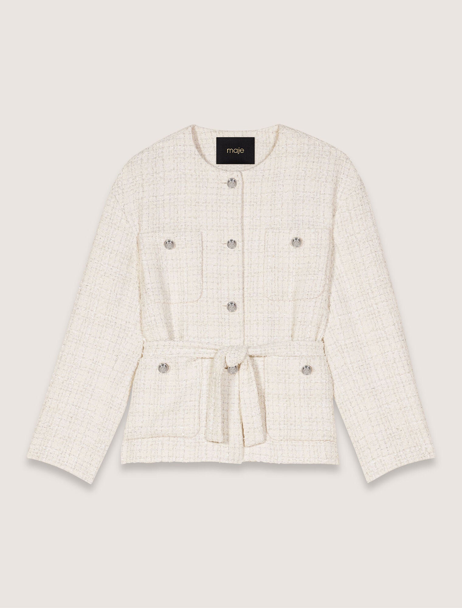 ジャケット・アウター Belted Frayed Tweed Jacket M Buy Belted Tweed Jacket Online in Dubai | Maje UAE