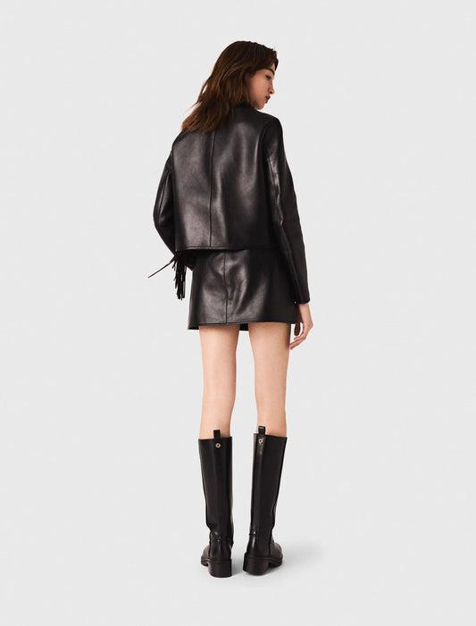 Cropped leather jacket Black
