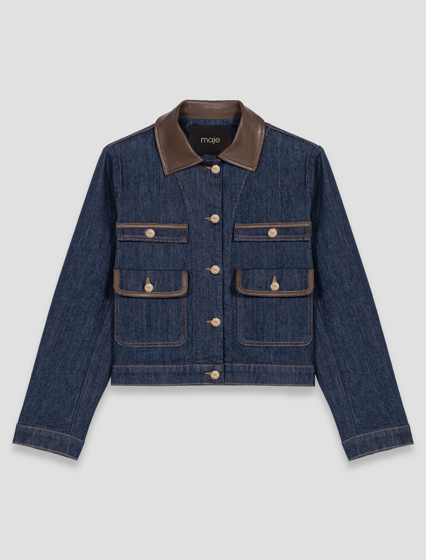 Denim jacket with faux leather