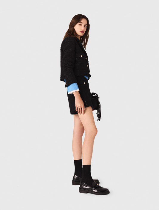 Short rhinestone tweed jacket