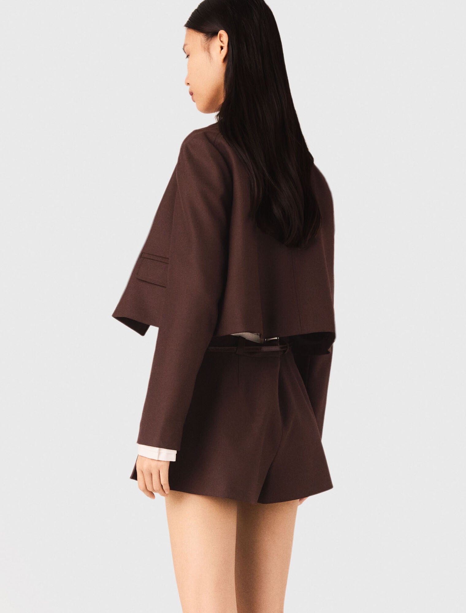 Short double-breasted jacket Brown