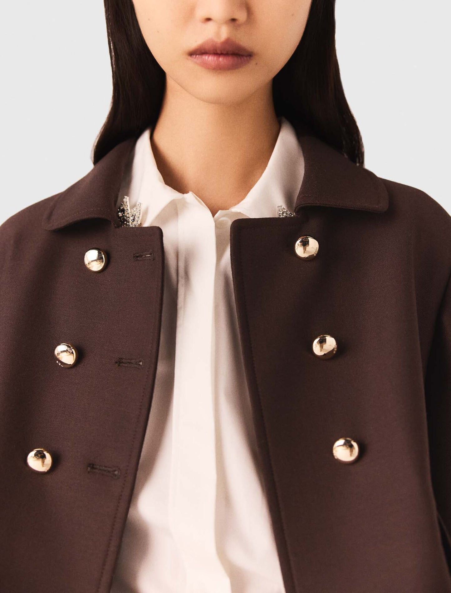 Short double-breasted jacket Brown