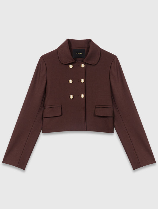 Short double-breasted jacket Brown